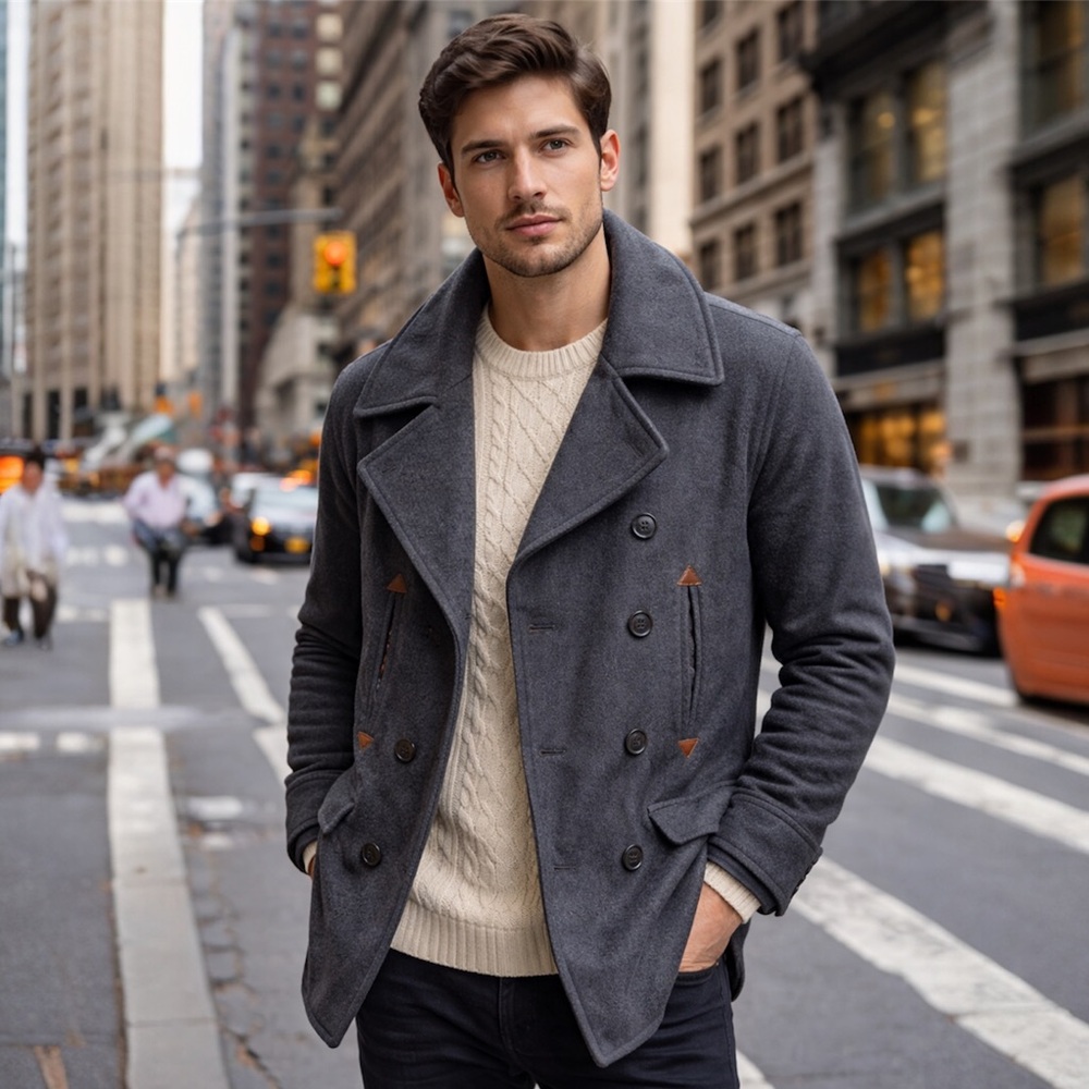 NWT Bellfield Pea Coat Wool Blend Size Medium Gray